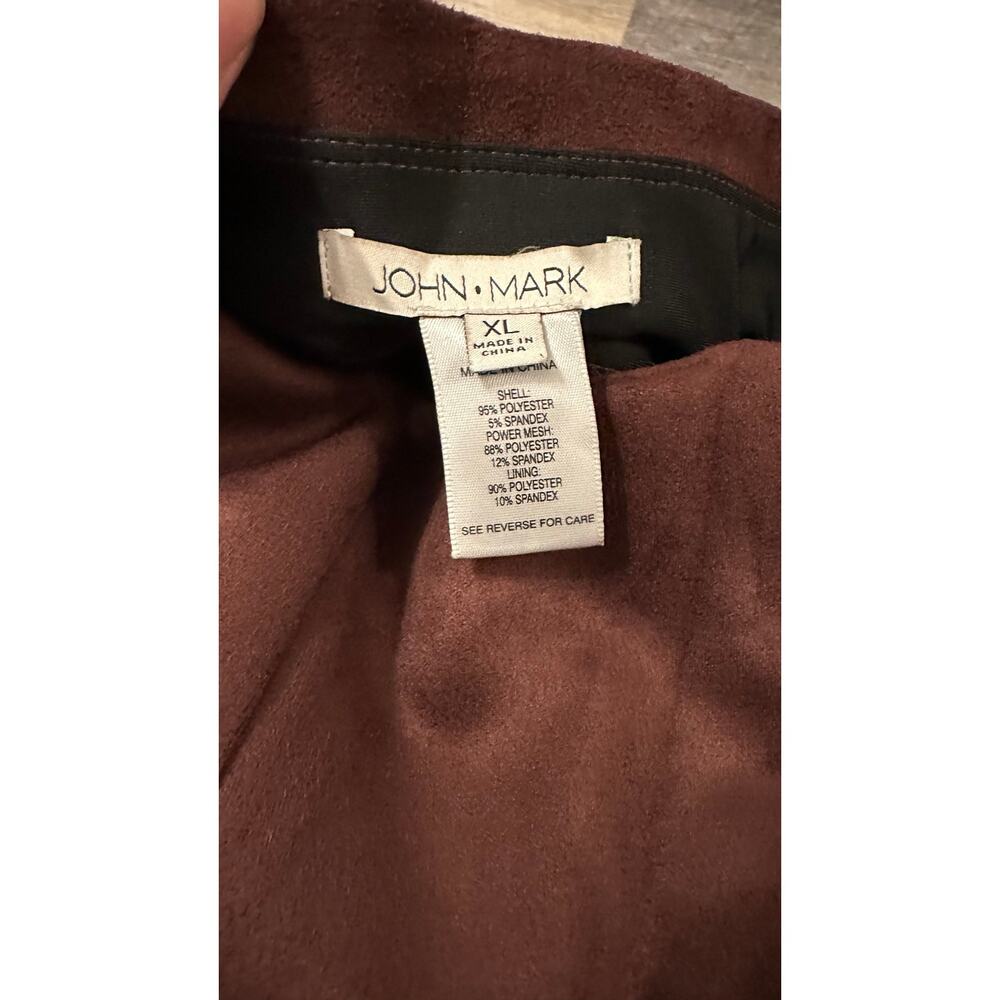 John Mark Womens Brown Suede High Rise Stretch Pull On Skinny Leggings Sz XL NWT - Picture 3 of 3